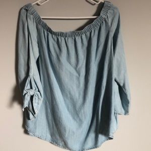 Gorgeous off the shoulder chambray shirt